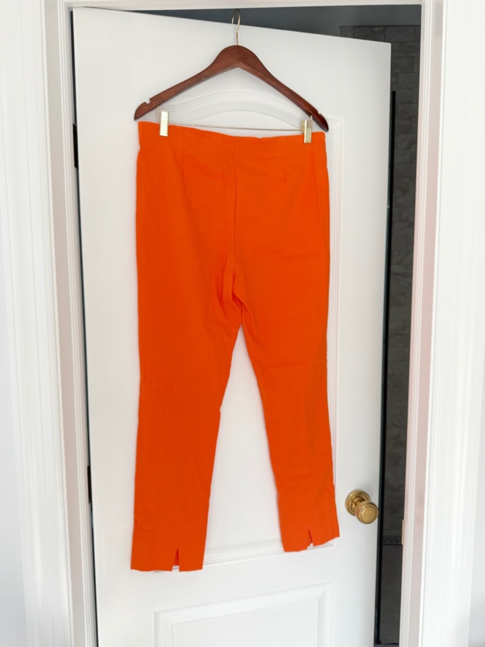 Gretchen Scott Gripeless Pull on Pants Ankle Straight Leg Orange Tangerine Large - Picture 5 of 8